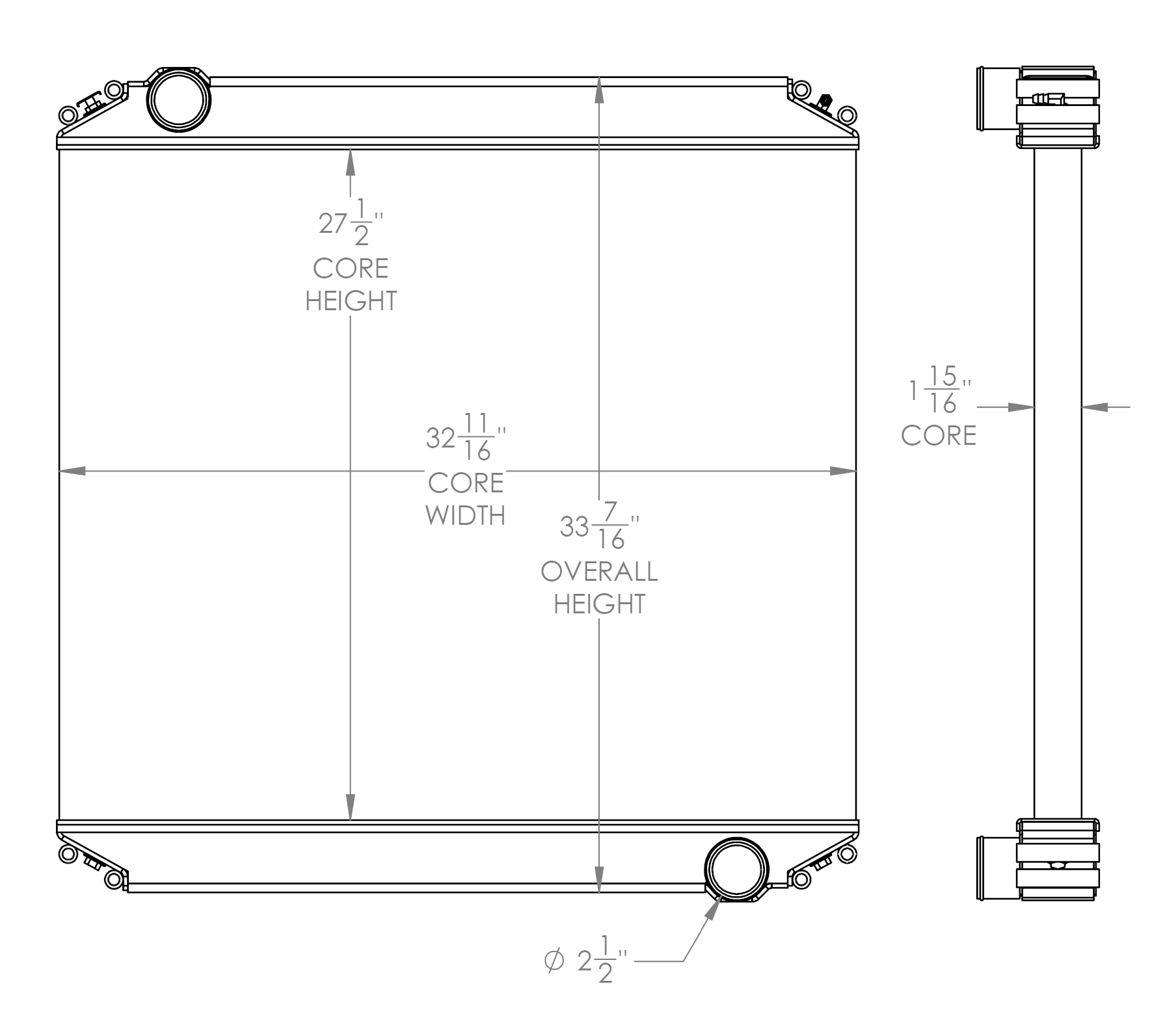 310083 - Thomas Bus Radiator with frame 2010 - Newer Radiator