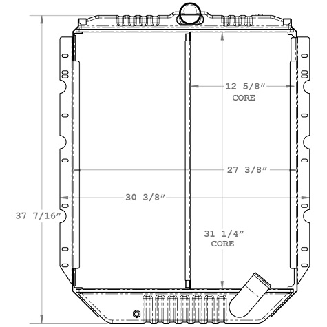 640057 - Intl Bus / 4700-4900 1/2 Core / M.T./Curved Con. - Radiator