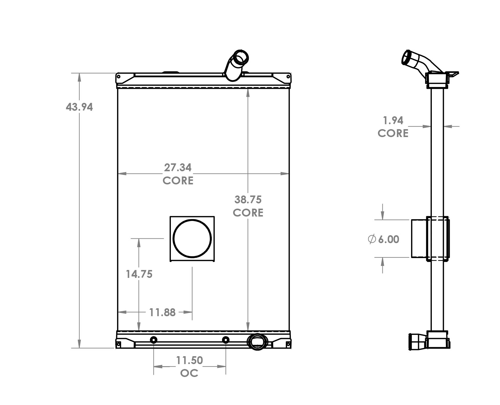 730044 - Mack LEU without 1-1/2 inch lower left connector 2008-2013 Radiator