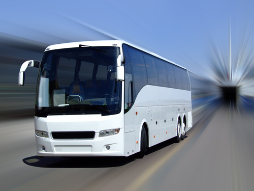 bus driving on highway with functional radiator