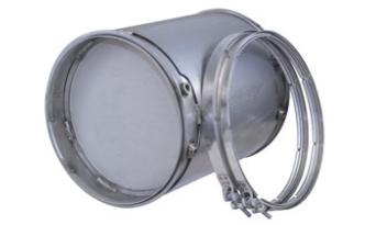 dpf or doc filter with gasket and clamps