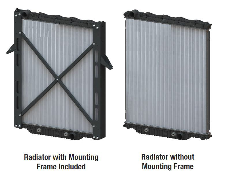 a radiator with a mounting frame next to a radiator without a mounting frame