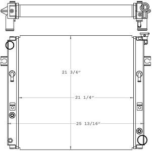 Toyota 410168 Radiator drawing labeled with sizing info