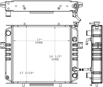 Toyota 410226 Radiator drawing labeled with sizing info