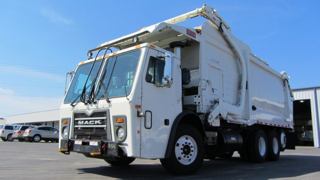 white mack truck in a parking lot